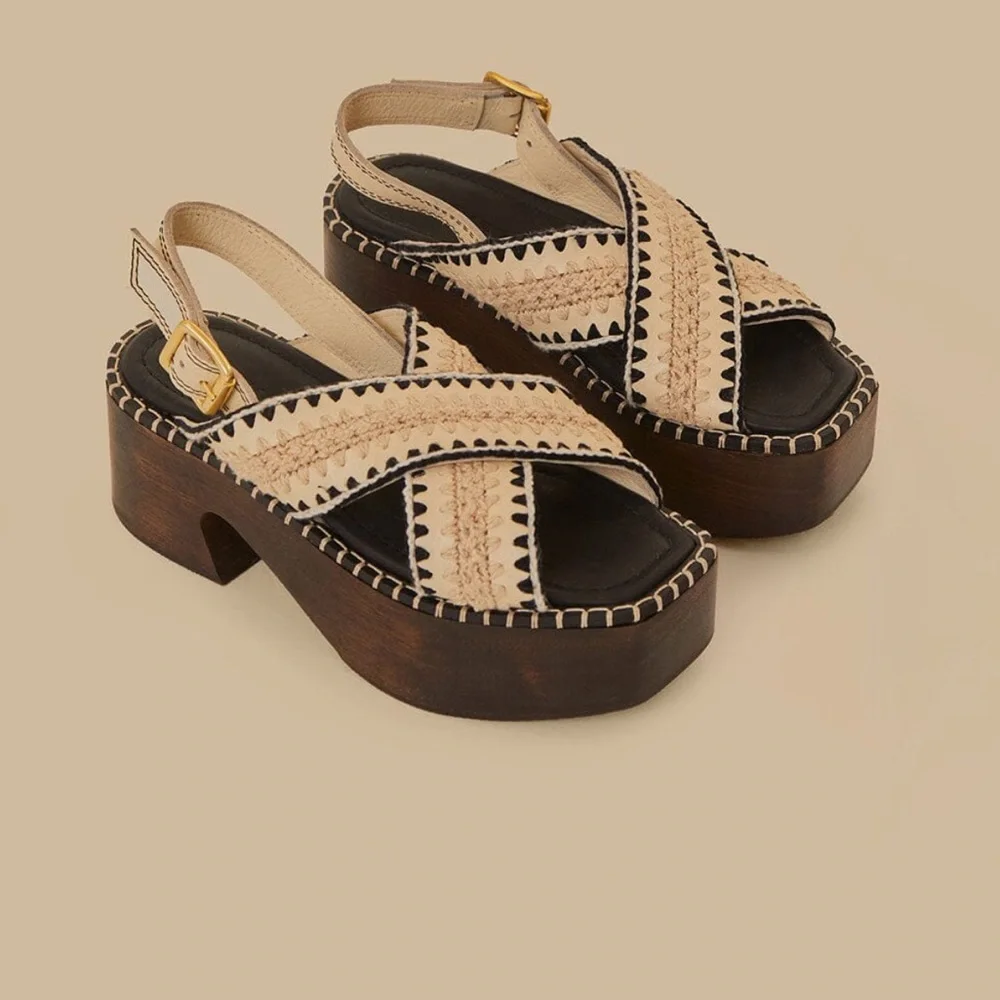 FARM Rio Off White Sand Platform Clog - Picture 1 of 9